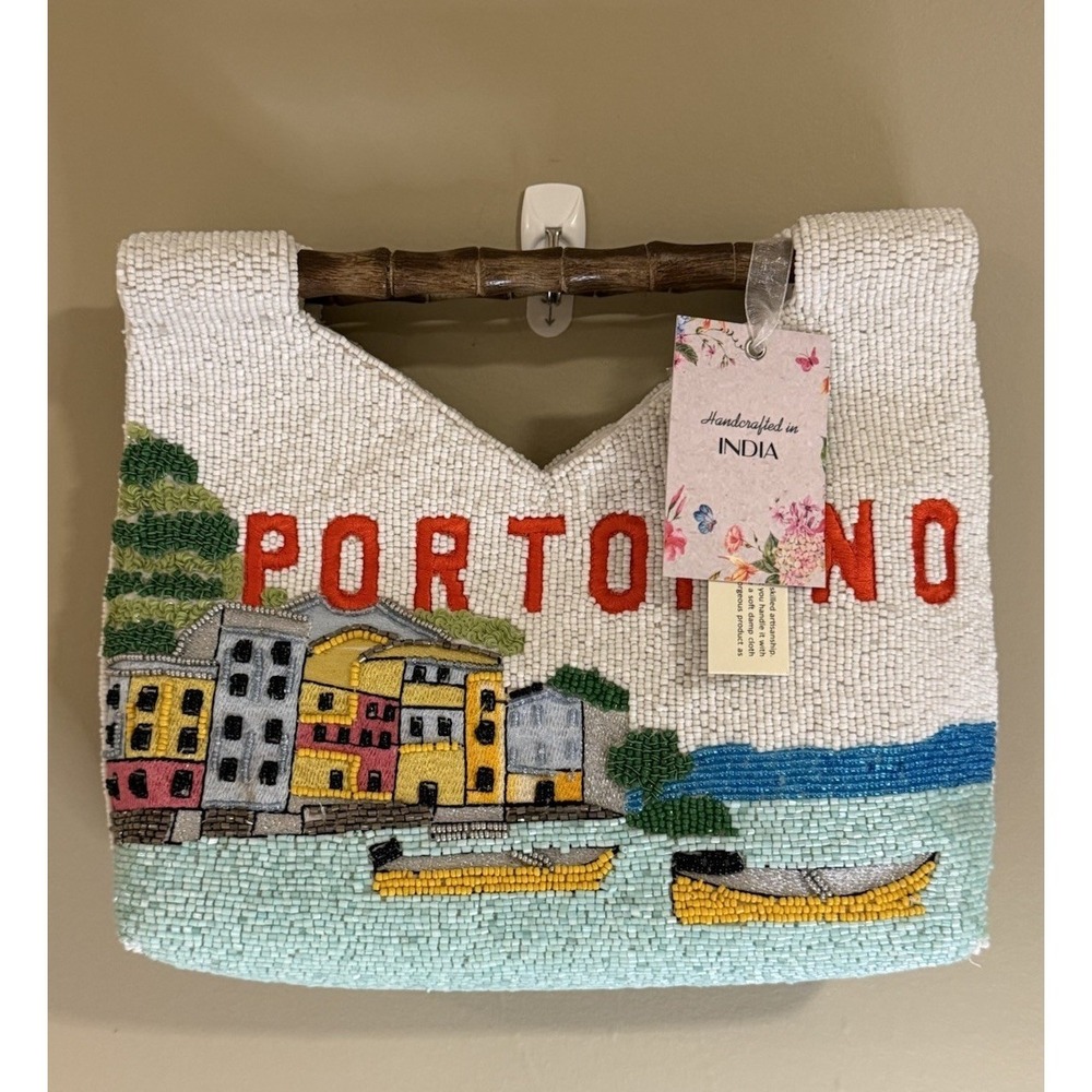 NEW Beautiful Portofino Handbag With Wooden Handle‎